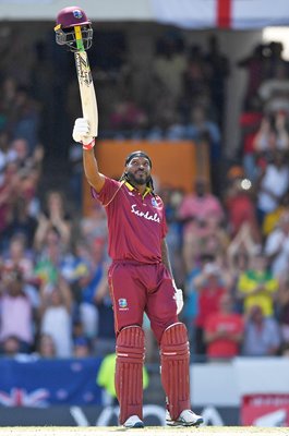 Chris Gayle West Indies Helmet Celebration v England Barbados 2019