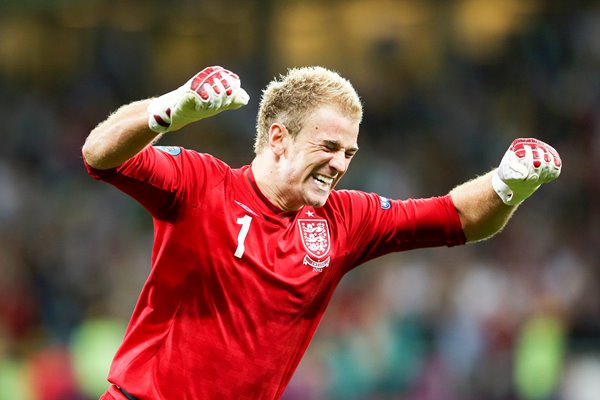 Joe Hart celebrates England goal EURO 2012