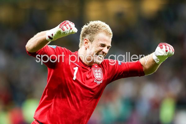 Joe Hart celebrates England goal EURO 2012