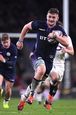 Magnus Bradbury Scotland scores v England Twickenham 6 Nations 2019