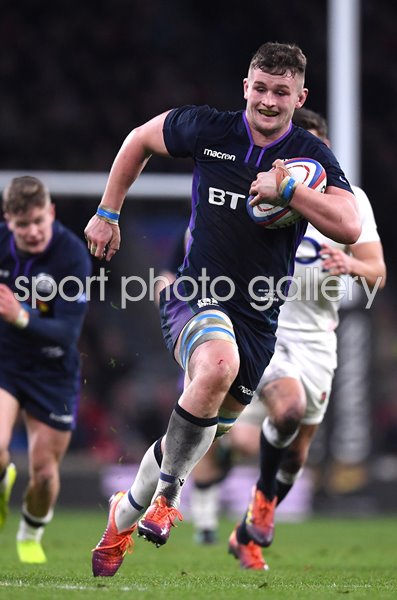 Magnus Bradbury Scotland scores v England Twickenham 6 Nations 2019