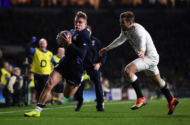 Darcy Graham Scotland scores v England Twickenham 6 Nations 2019