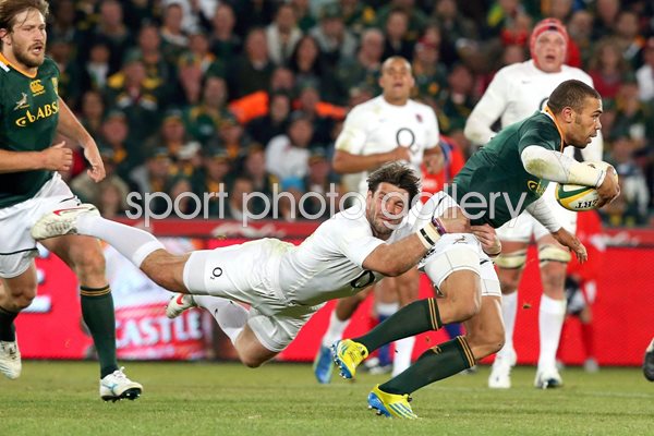Ben Foden tackles Bryan Habana 2012