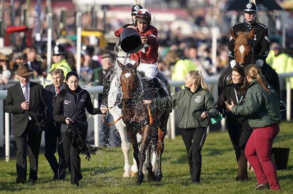 Davy Russell cools down Tiger Roll Grand National Aintree 2019