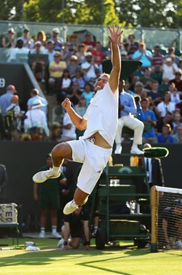 Jerzy Janowicz Poland celebrates Wimbledon 2017