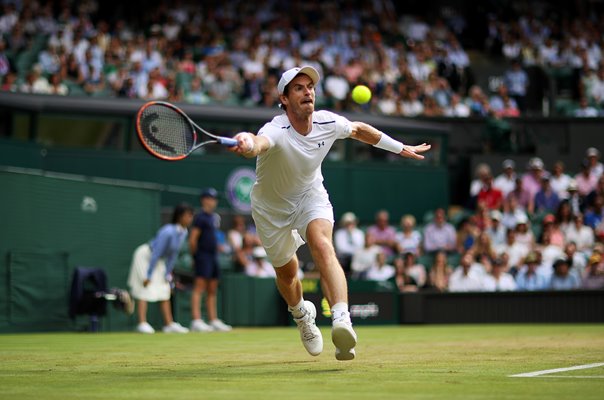 Andy Murray Great Britain Stretch Forehand Wimbledon 2017