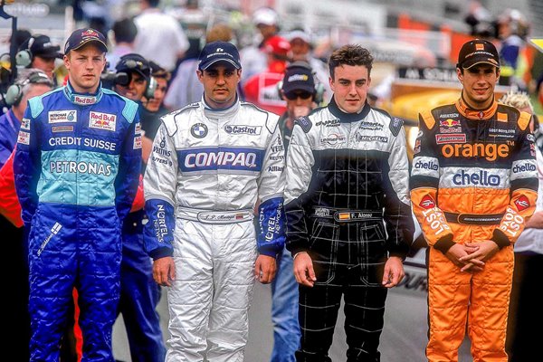 Kimi Raikkonen, Juan Pablo Montoya, Fernando Alonso, Enrique Bernoldi 2001