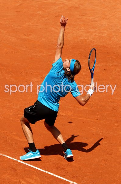 Stefanos Tsitsipas Greece serves French Open Tennis 2019