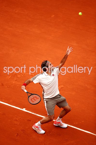 Roger Federer Switzerland serves French Open Tennis 2019