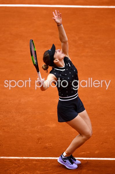 Simona Halep Romania serves French Open 2019