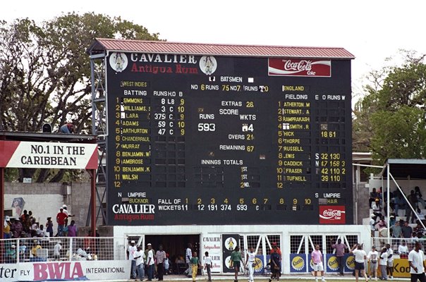 Brian Lara 375 Recreation Ground Antigua Scoreboard 2004