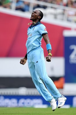 Jofra Archer England celebrates v South Africa World Cup 2019