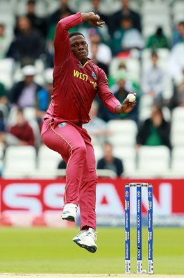 Sheldon Cottrell West Indies bowls v Pakistan World Cup 2019