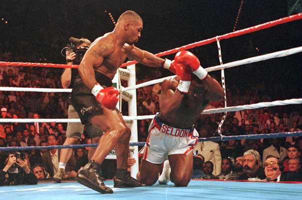 Mike Tyson knocks down Bruce Sheldon Las Vegas 1996