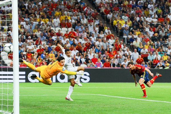 Xabi Alonso scores Spain v France EURO 2012 