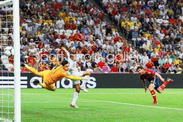 Xabi Alonso scores Spain v France EURO 2012 