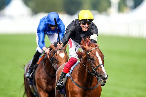 Jockey Frankie Dettori riding Stradivarius Gold Cup Royal Ascot 2019