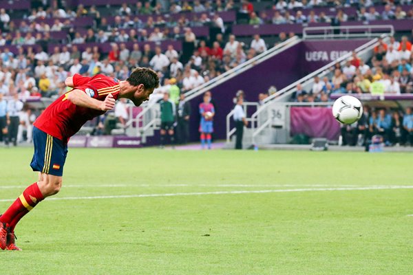 Xabi Alonso scores Spain v France EURO 2012 