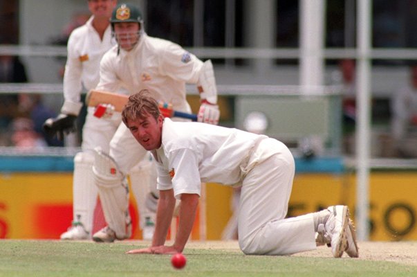Michael Slater drives Phil Tufnell for Four 1st Ashes Test Brisbane 1994