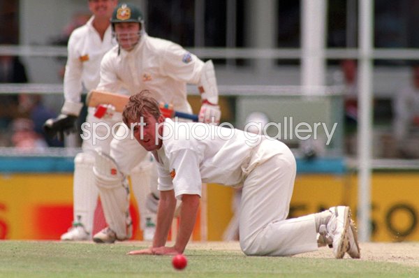 Michael Slater drives Phil Tufnell for Four 1st Ashes Test Brisbane 1994
