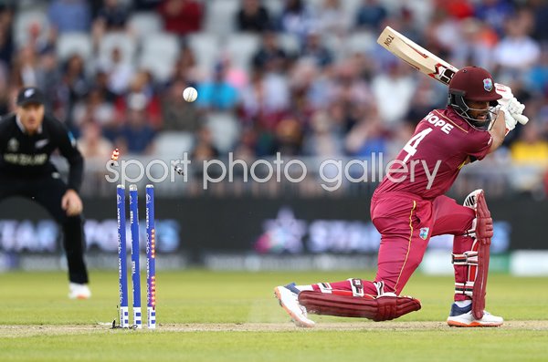 Shai Hope West Indies bowled by Trent Boult New Zealand World Cup 2019