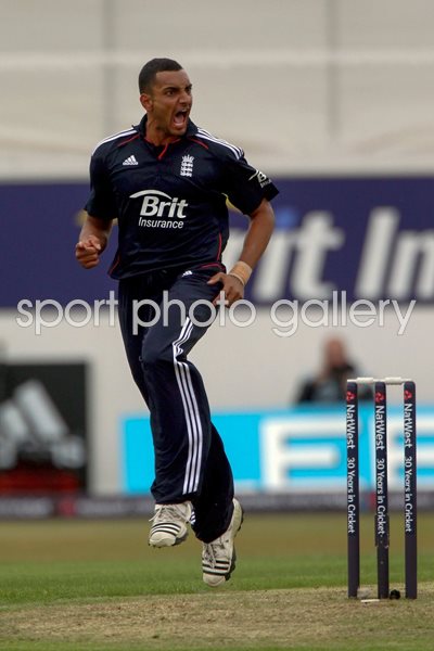 2010 ODI - Ajmal Shahzad celebrates v Bangladesh