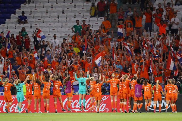 Netherlands Players & Fans celebrate Semi Final win World Cup 2019