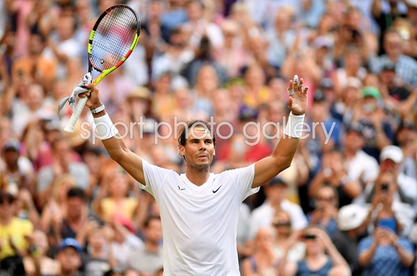 Rafael Nadal Spain celebrates win v Nick Kyrgios Wimbledon 2019