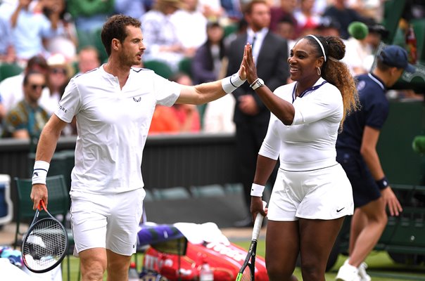 Andy Murray & Serena Williams celebrate Mixed Doubles Wimbledon 2019