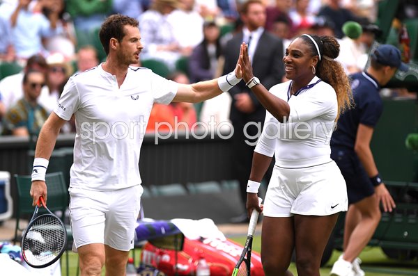Andy Murray & Serena Williams celebrate Mixed Doubles Wimbledon 2019