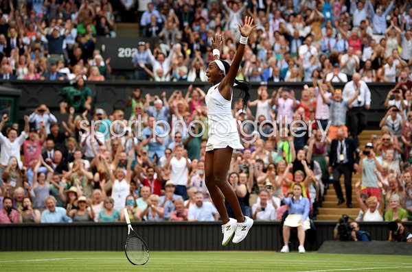 Cori Gauff USA celebrates 3rd Round win Wimbledon 2019