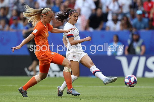 Alex Morgan USA shoots v Netherlands World Cup Final 2019  