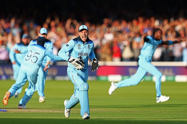 Jos Buttler England runs out Guptill to win World Cup Lord's 2019 