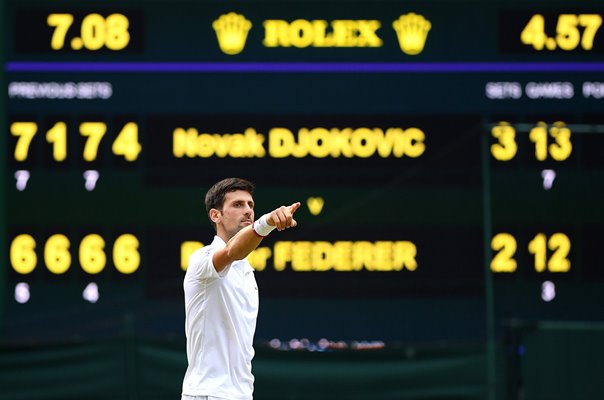 Novak Djokovic Serbia celebrates Wimbledon Final Win 2019