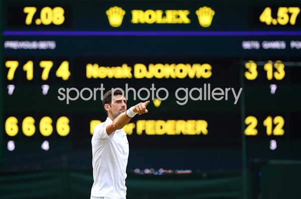 Novak Djokovic Serbia celebrates Wimbledon Final Win 2019