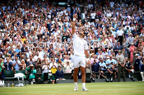 Novak Djokovic Serbia celebrates Wimbledon Final 2019