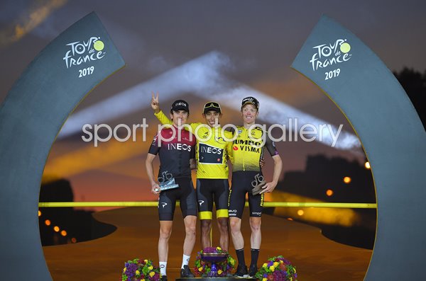 Egan Bernal , Geraint Thomas & Steven Kruijswijk Podium Tour 2019
