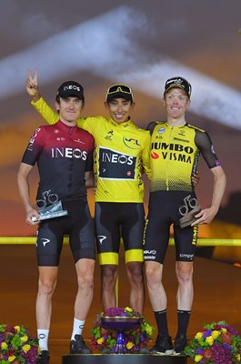 Egan Bernal , Geraint Thomas & Steven Kruijswijk Podium Paris Tour 2019 