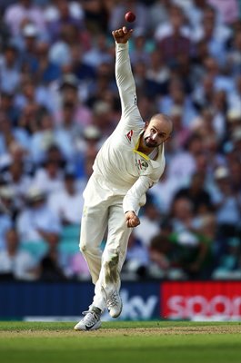 Nathan Lyon Australia bowls v England Oval Ashes Test 2019