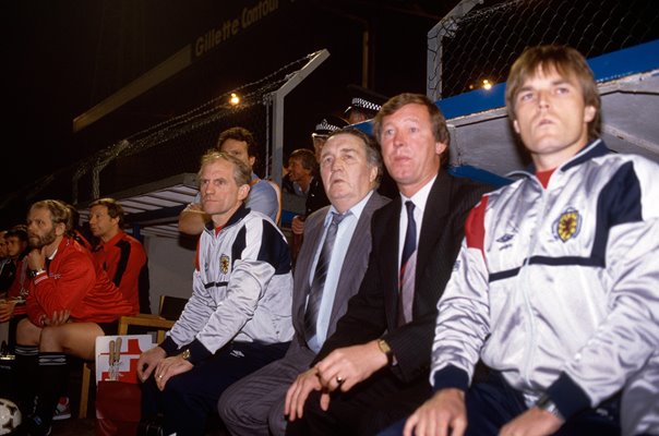 Jock Stein and Alex Ferguson Wales v Scotland 1985