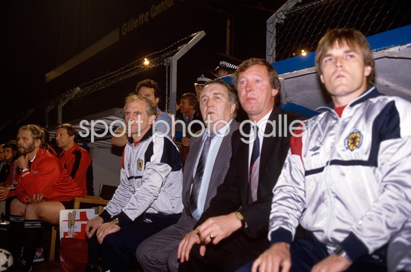 Jock Stein and Alex Ferguson Wales v Scotland 1985