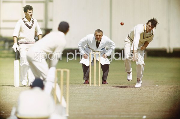 Fred Trueman bowling for Yorkshire v Somerset 1965