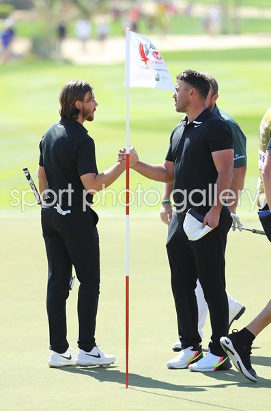 Brooks Koepka USA & Tommy Fleetwood England Abu Dhabi 2020