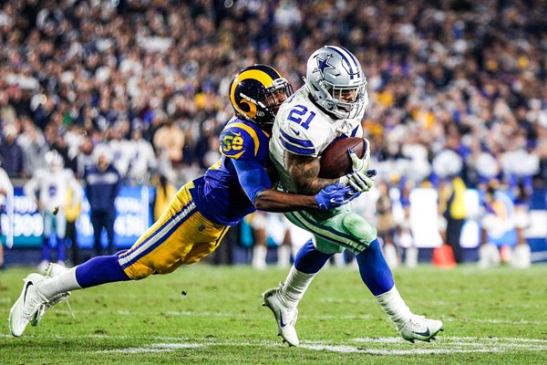 Cory Littleton Rams tackles Ezekiel Elliott Dallas Cowboys NFC Playoff Game 2019