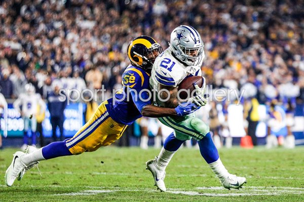 Cory Littleton Rams tackles Ezekiel Elliott Dallas Cowboys NFC Playoff Game 2019