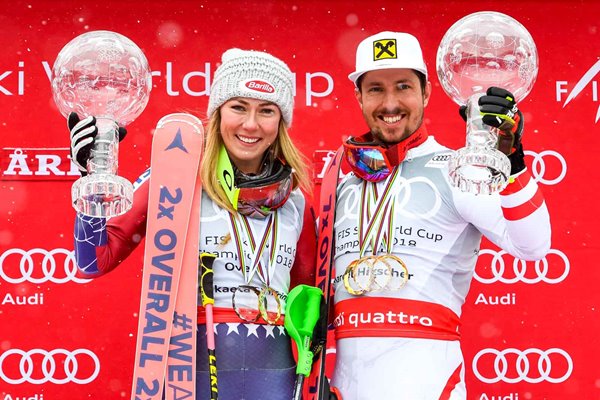 Marcel Hirscher Austria & Mikaela Shiffrin USA Ski World Cup Winners 2018