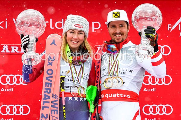 Marcel Hirscher Austria & Mikaela Shiffrin USA Ski World Cup Winners 2018