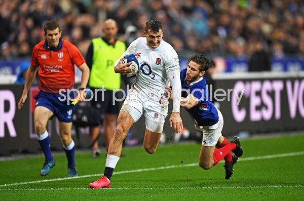 Jonny May England try v France Six Nations Paris 2020