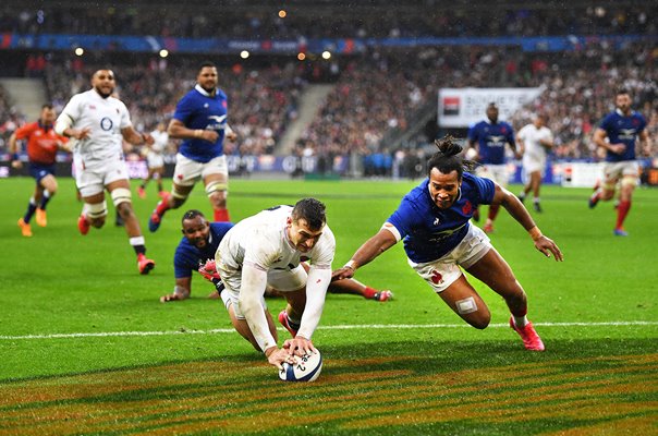 Jonny May England scores v France Six Nations Paris 2020