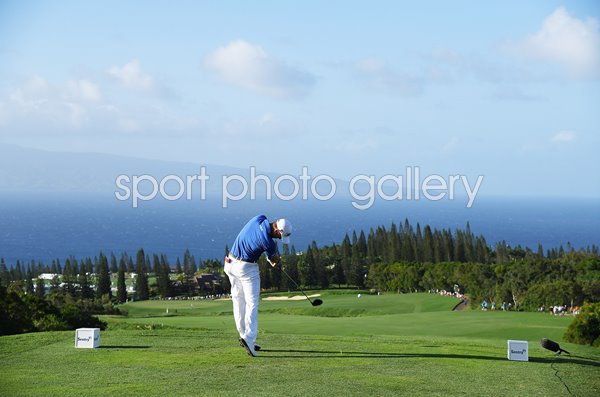 Justin Thomas USA 17th tee Kapalua Plantation Course Hawaii 2020